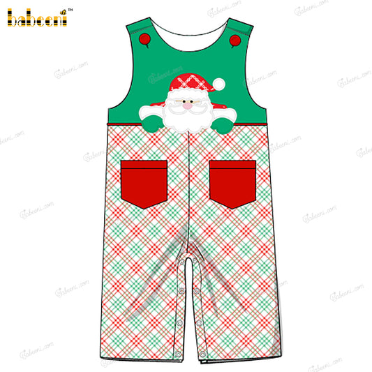 Boy Shortall In Green And Red Santa Claus Embroidered - BC1300