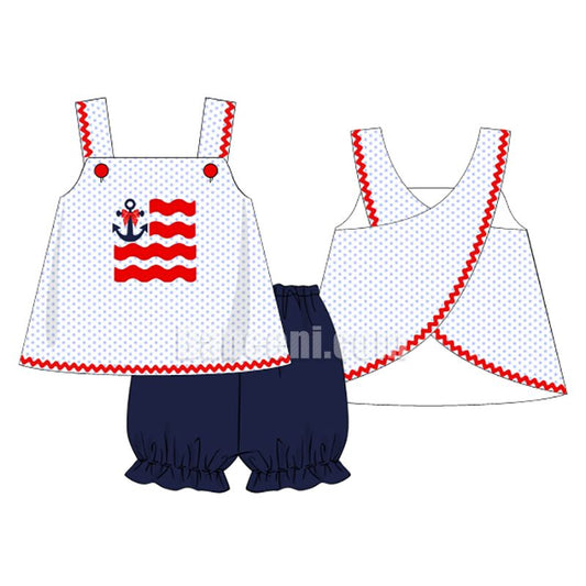 Independence day Anchor girl applique short set- DR 2760