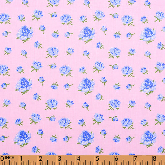 F27- Pink with blue floral fabric