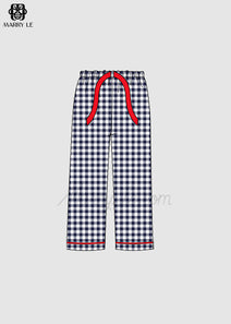 NAVY GINGHAM WOMEN PANTS - MD178