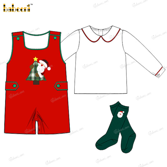 Boy In Red Embroidered Christmas Theme - BC1296