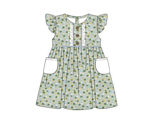 F201- Green and baby blue floral