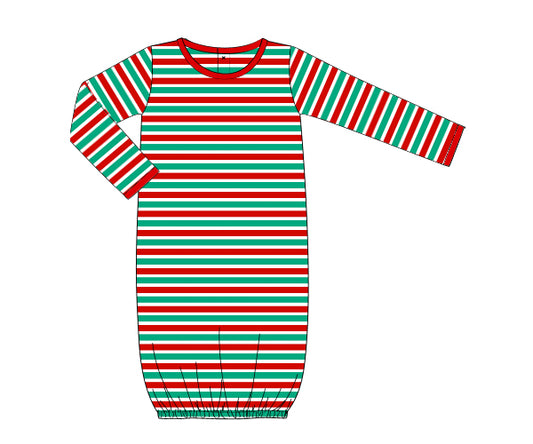 K68 - Red, green and white stripe knit