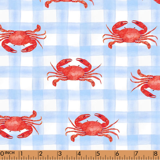 S119- crab with baby blue check rash guard printing 4.0