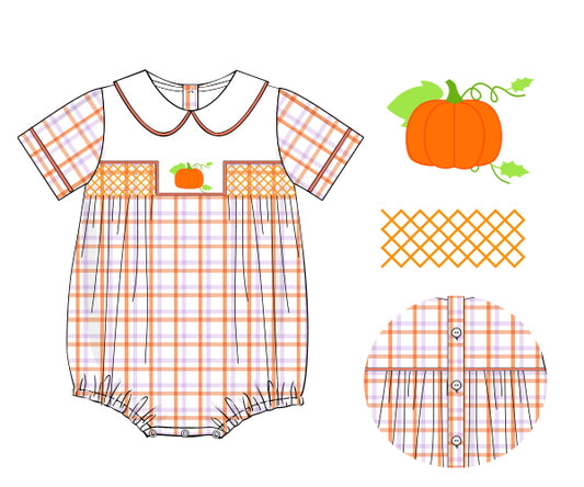 PP185 - orange, lavender plaid print 4.0