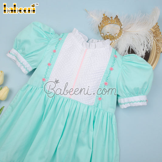 Mint flower embroidery dress - DR 2997