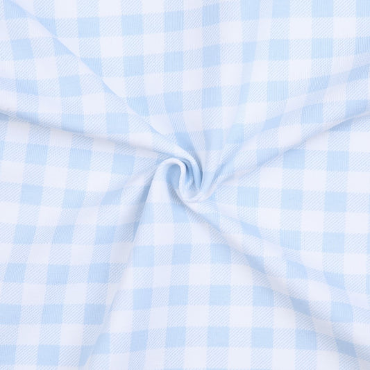 K78 - Baby blue gingham knit fabric