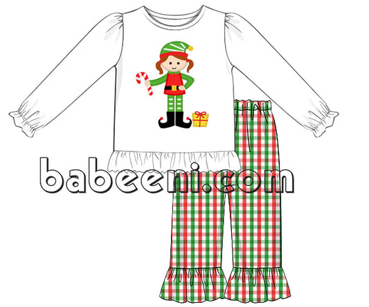 Pretty Santa girl applique outfit for Christmas - DR 2521