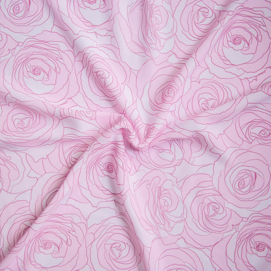 V7- Pink rosies on white viscose fabric printed 4.0