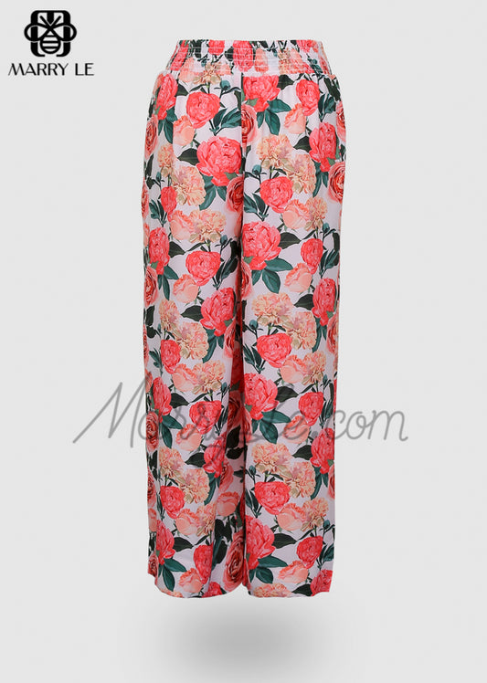 SHIRRING PANT WITH FLORAL PRINTED FOR WOMEN – MD529