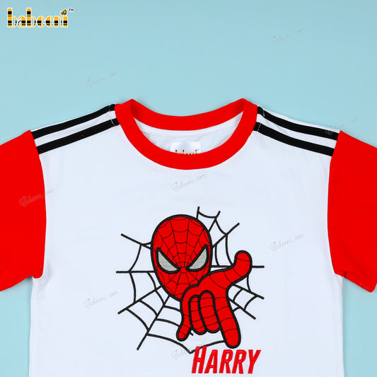 Applique Red Shirt Custom Name Spiderman For Boy - BC1162