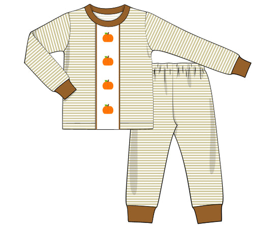 K287- Pale khaki 3mm stripe knit