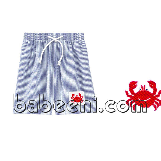 Lovely crab smocked swim trunk for little boys - SW 291