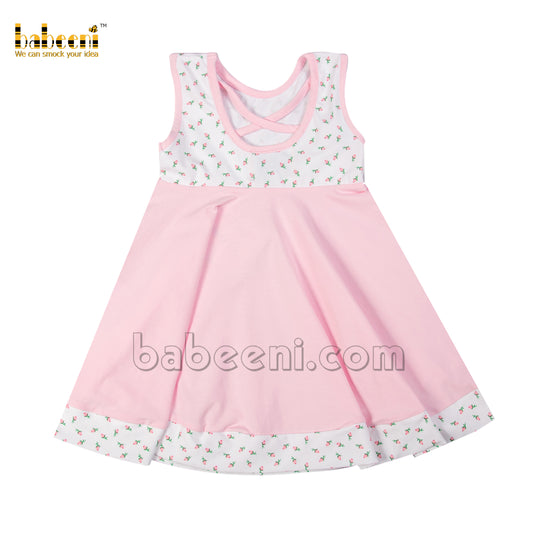 Lovely little girl pink crochet embroidered dress-DR 3216