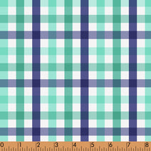 M68 - Mint & Navy Plaid fabric