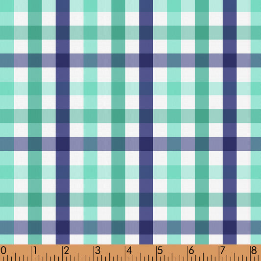 M68 - Mint & Navy Plaid fabric