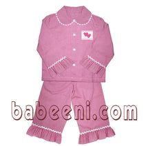 Girls pajamas with cute hearts smocked pattern - PJ 022