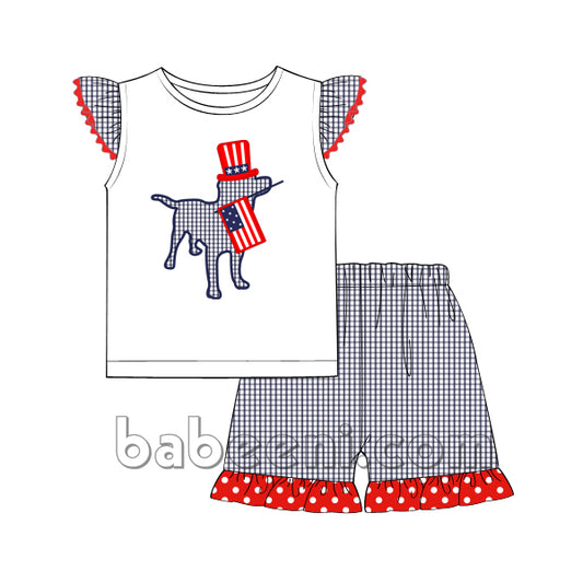 Lovely Navy dog & flags outfit for little girl  - DR 2663