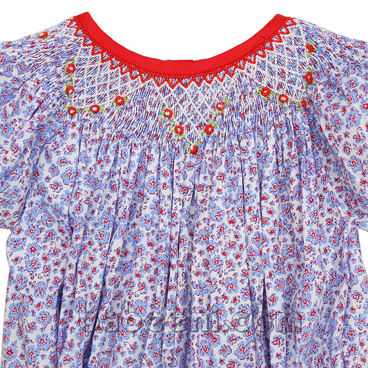 Tiny flower girl bubble geometric smock - Dr 2946