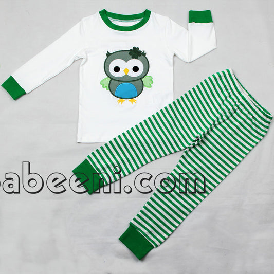 Owl appliqued loungewear for St Patrick - KN76