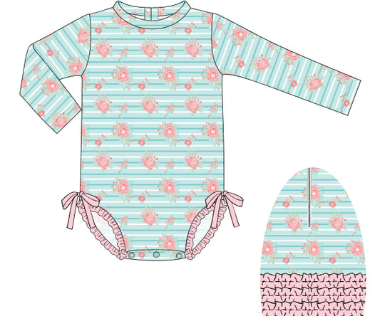 S39- Pink floral rash guard printed 4.0