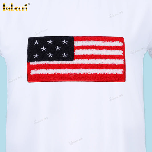 Girl T-shirt America Flag Embroidered - DR4000