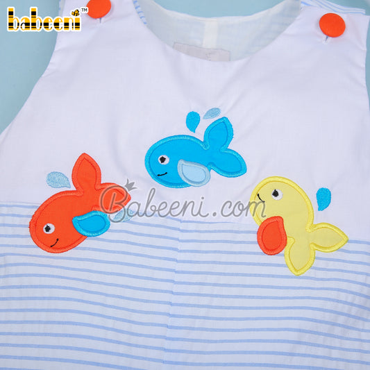 New collection of Colorful fish applique shortall – BC 1046