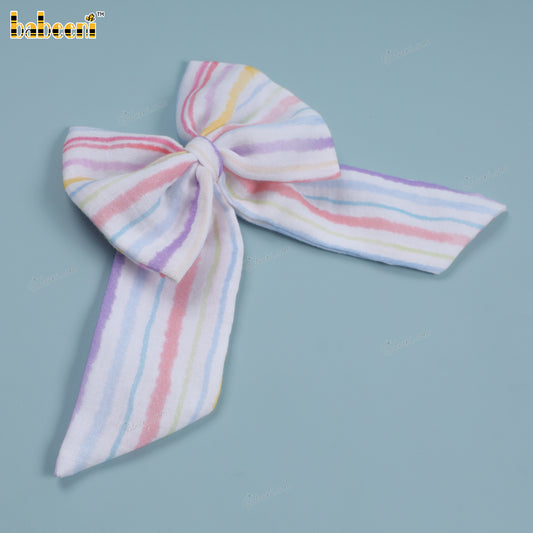 Beautiful color lines grosgrain ribbon girls bow - HB151