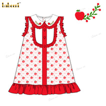 Girl Dress With Hand Embroidered Apple - DR3945