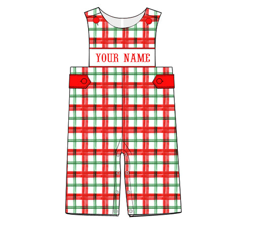 F133- large red, green plaid woven printing 4.0