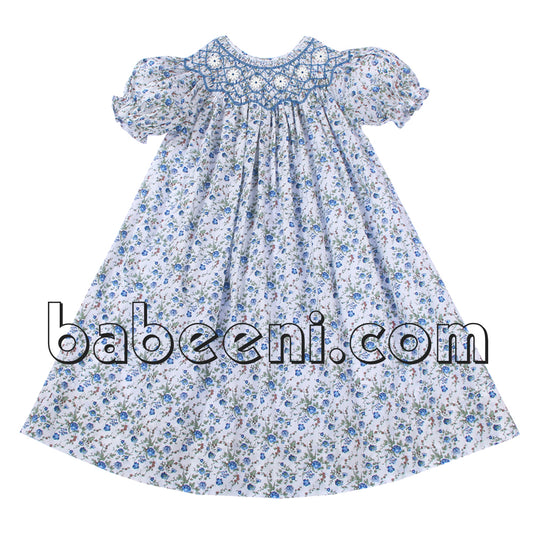 Beautiful geometric and daisy smocked dress - DR 2526