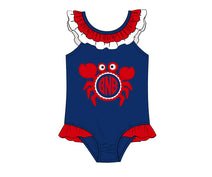 Lovely crab appliqued girl swimsuit - SW 421