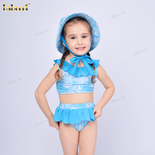 2-pieces blue Swimwear For Girl Spring-Summer scalope matching m&m - DR4191