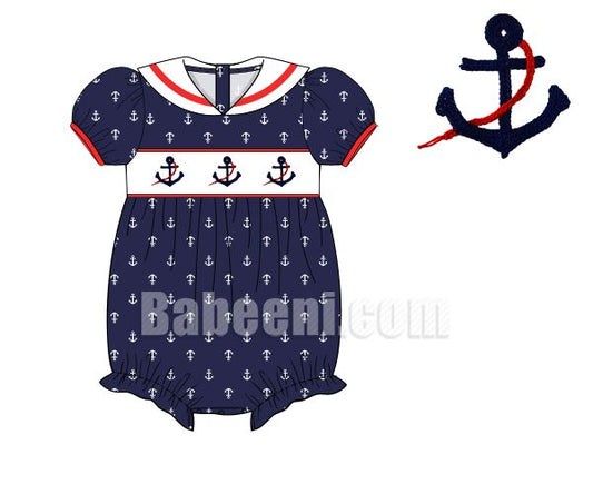 Baby Girl navy anchor dress- DR 2729