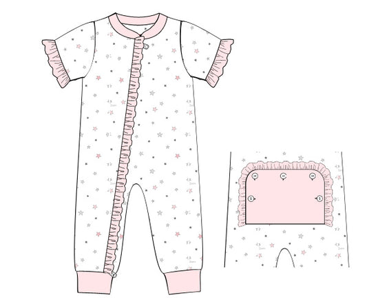 K354- pink, grey little star knit printing 4.0