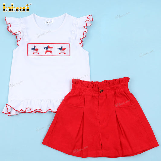 Girl Outfit Hand Smocked Stars - DR3996