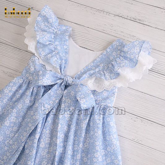 Elegant blue floral farm animal crochet dress for little girls-DR 3183