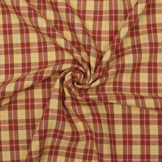 T13- Yellow, Brown Tartan Fabric