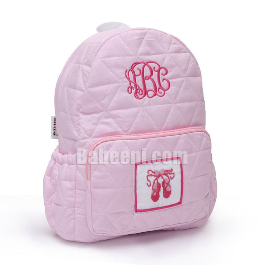 Smocked pink shoes quilted backpack for kids - QA 32