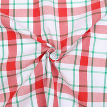 M98- Green, red large plaid fabric (100% cotton)