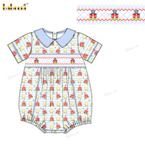 Boy Bubble Geometric Hand Smocked Back To School Theme - BC1267