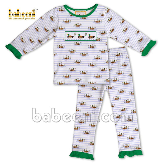 Girl smocked duck loungewear  - KN 220