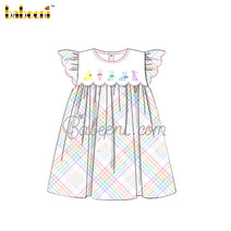 Colorful Bunny embroidery girl scallop dress – DR 3534