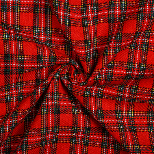 T05- Red, yellow, black, white Tartan fabric