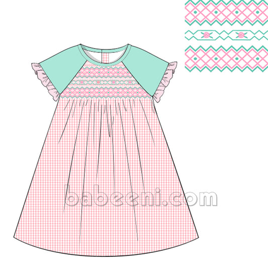 Gorgeous pink geometric dress for baby girl - DR 2647