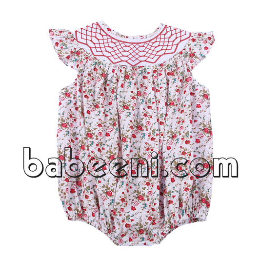 Pretty floral smocked baby bubble - DR 2538