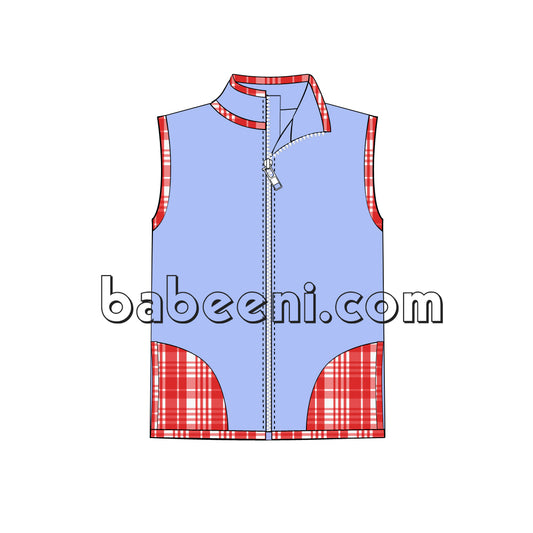 Light purple sleeveless jacket with plaid fabric - PO 07