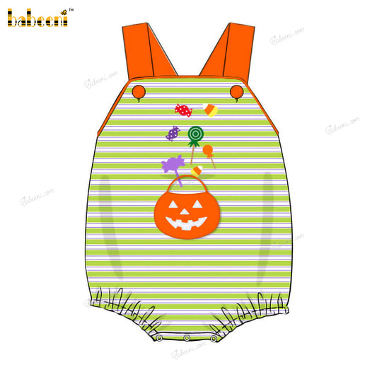 Boy Bubble In Green With Pumpkin Embroidered - BC1279