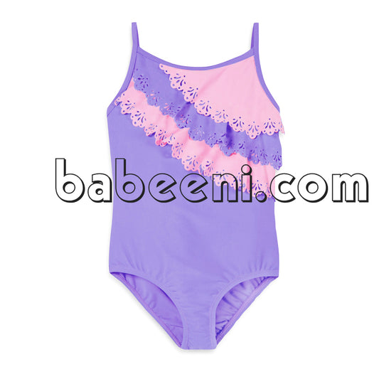 Gorgeous lazer-cut swimsuit for little girl - SW 377