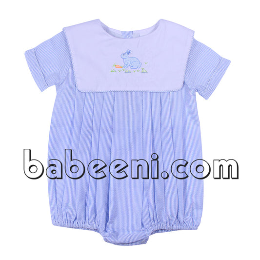 Cute bunny and carrot embroidered bubble for little boy - BC 679